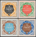 710681 Collage van vier etiketten voor op verpakkingen van zinkwit- en loodwitproducten van G. Greve, Utrechtsche ...